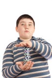 Menino com microplaquetas de póquer imagens de stock royalty free Menino com microplaquetas de póquer imagens de stock royalty free