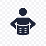 Menino que lê o ícone transparente Projeto de leitura do símbolo do menino do ato ilustração stock Menino que lê o ícone transparente Projeto de leitura do símbolo do menino do ato ilustração stock