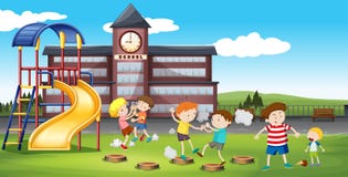 Meninos que lutam no terreno da escola ilustração royalty free Meninos que lutam no terreno da escola ilustração royalty free
