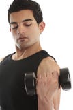 Mens die opheffend een handgewicht gebruiken stock fotografie Mens die opheffend een handgewicht gebruiken stock fotografie