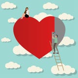 mens in liefde met meisje het schilderen hart vector illustratie mens in liefde met meisje het schilderen hart vector illustratie
