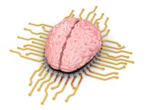 Menselijke hersenen als chip. Concept cpu. Stock Illustratie Menselijke hersenen als chip. Concept cpu. Stock Illustratie