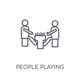 Mensen die het pictogram lineair pictogram spelen van Raadsspelen Modern overzicht Peop royalty-vrije illustratie Mensen die het pictogram lineair pictogram spelen van Raadsspelen Modern overzicht Peop royalty-vrije illustratie