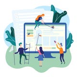 Mensen die insecten op de Web-pagina vangen IT softwaretoepassing het testen, kwaliteitsborging, QA team en insecten bevestigend vector illustratie Mensen die insecten op de Web-pagina vangen IT softwaretoepassing het testen, kwaliteitsborging, QA team en insecten bevestigend vector illustratie