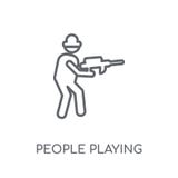 Mensen die Paintball-pictogram lineair pictogram spelen Moderne overzichtsmensen royalty-vrije illustratie Mensen die Paintball-pictogram lineair pictogram spelen Moderne overzichtsmensen royalty-vrije illustratie