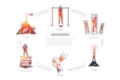 Mentoring,support, motivation, goals, knowledge concept vector set vector illustration Mentoring,support, motivation, goals, knowledge concept vector set vector illustration