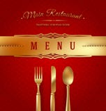 Menu cover with golden cutlery vector illustration Menu cover with golden cutlery vector illustration
