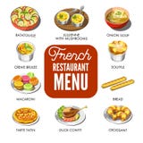 Menu français de restaurant qui inclut seulement la nourriture nationale traditionnelle illustration libre de droits Menu français de restaurant qui inclut seulement la nourriture nationale traditionnelle illustration libre de droits