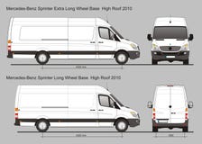 Mercedes Sprinter Van LWB und Extra-LWB vektor abbildung Mercedes Sprinter Van LWB und Extra-LWB vektor abbildung