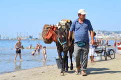Merchants on the beach of Durres stock photos Merchants on the beach of Durres stock photos