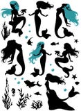 Mermaids. Collections of vector silhouettes of mermaids Mermaids. Collections of vector silhouettes of mermaids
