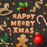 Merry Christmas greeting card with cookies royalty free illustration Merry Christmas greeting card with cookies royalty free illustration