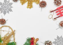 Merry Christmas and Happy New Year. Christmas background with new-year decorations. New Year card. empty space for text. view from stock photos Merry Christmas and Happy New Year. Christmas background with new-year decorations. New Year card. empty space for text. view from stock photos