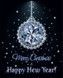 Merry Christmas and Happy New year Diamond greeting card with xmas ball. Vector illustration stock illustration Merry Christmas and Happy New year Diamond greeting card with xmas ball. Vector illustration stock illustration