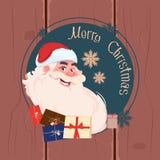Merry Christmas And Happy New Year Greeting Card With Santa Claus Winter Holidays Banner Concept. Flat Vector Illustration stock illustration Merry Christmas And Happy New Year Greeting Card With Santa Claus Winter Holidays Banner Concept. Flat Vector Illustration stock illustration