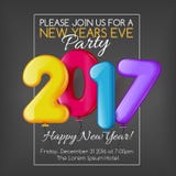 Merry Christmas and Happy New Year 2017 party invitation template. Vector illustration. Bright and colorful New Year and Xmas greeting card, poster, banner stock illustration Merry Christmas and Happy New Year 2017 party invitation template. Vector illustration. Bright and colorful New Year and Xmas greeting card, poster, banner stock illustration