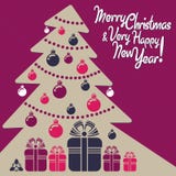Merry Christmas and Happy New Year!. Vector greeting card for Christmas and New Year stock illustration Merry Christmas and Happy New Year!. Vector greeting card for Christmas and New Year stock illustration