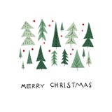 Merry Christmas tree snow winter season postcard stock illustration Merry Christmas tree snow winter season postcard stock illustration