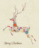 Merry Vintage christmas elements jumping reindeer stock illustration Merry Vintage christmas elements jumping reindeer stock illustration
