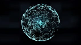 Mesh Sphere tordu lumineux par 3d abstrait Signe au néon Technologie futuriste HUD Element Élégant détruit Photo libre de droits Mesh Sphere tordu lumineux par 3d abstrait Signe au néon Technologie futuriste HUD Element Élégant détruit Photo libre de droits