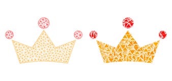crown icon princess mosaic mesh frame polygonal 2d