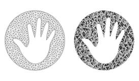 Polygonal Wire Frame Mesh Hand Circle and Mosaic Icon royalty free illustration Polygonal Wire Frame Mesh Hand Circle and Mosaic Icon royalty free illustration