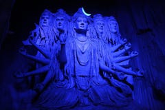 Mesmerising sculpture of Lord Shiva in a blue light during Ganpati Festival, Pune