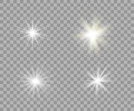 Messo luce trasparente luminosa bianca e gialla Stelle di Natale di vettore, un flash luminoso di luce Brilla il fondo isolato royalty illustrazione gratis Messo luce trasparente luminosa bianca e gialla Stelle di Natale di vettore, un flash luminoso di luce Brilla il fondo isolato royalty illustrazione gratis
