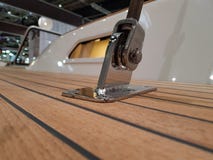 Metal bracket for fastening the steel shroud to the deck of the Royalty Free Stock Image Metal bracket for fastening the steel shroud to the deck of the Royalty Free Stock Image