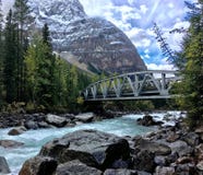 Bridge over the Kicking Horse river in Canadian Rockies stock images Bridge over the Kicking Horse river in Canadian Rockies stock images