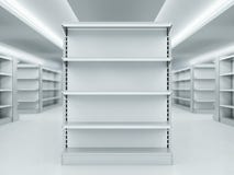 Metal clean shelves in market. 3d rendering stock illustration Metal clean shelves in market. 3d rendering stock illustration