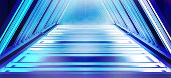 The metal construction with a triangle is highlighted by a new light, thick smoke, smog. royalty free illustration The metal construction with a triangle is highlighted by a new light, thick smoke, smog. royalty free illustration