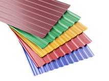Metal corrugated roof sheets stack, with various colors. Stock Image Metal corrugated roof sheets stack, with various colors. Stock Image