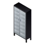 Metal wardrobe icon, isometric style vector illustration Metal wardrobe icon, isometric style vector illustration