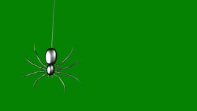 Metallic Spider Swinging on Web Green Screen 4K Loop