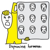 Metaphor function of Dopamine hormone is to control behavior of royalty free illustration Metaphor function of Dopamine hormone is to control behavior of royalty free illustration