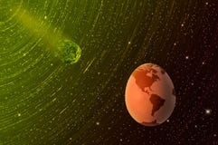 Meteoriteneinschlag unsere zerbrechliche Planetenerde Fantasie oder wirkliche Drohung? vektor abbildung Meteoriteneinschlag unsere zerbrechliche Planetenerde Fantasie oder wirkliche Drohung? vektor abbildung
