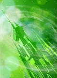 Metrópoli futurista, elementos radiales de HUD y bokeh verde libre illustration Metrópoli futurista, elementos radiales de HUD y bokeh verde libre illustration