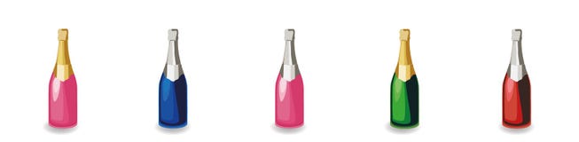 Metta delle bottiglie differenti del champagne illustrazione di stock Metta delle bottiglie differenti del champagne illustrazione di stock