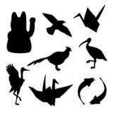 Metta delle siluette giapponesi tradizionali degli animali royalty illustrazione gratis Metta delle siluette giapponesi tradizionali degli animali royalty illustrazione gratis