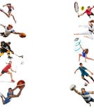 Metta in mostra il collage circa il kickboxing, il calcio, il football americano, la pallacanestro, il hockey su ghiaccio, il vol immagini stock libere da diritti Metta in mostra il collage circa il kickboxing, il calcio, il football americano, la pallacanestro, il hockey su ghiaccio, il vol immagini stock libere da diritti