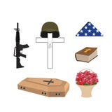 Metta per la sepoltura del soldato Funerali militari Casco sulle Ass.Comm. royalty illustrazione gratis Metta per la sepoltura del soldato Funerali militari Casco sulle Ass.Comm. royalty illustrazione gratis