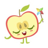 Metà di Apple con l'illustrazione di vettore di Emoji del carattere dell'alimento di Toy Cute Anime Humanized Cartoon del mulino illustrazione di stock Metà di Apple con l'illustrazione di vettore di Emoji del carattere dell'alimento di Toy Cute Anime Humanized Cartoon del mulino illustrazione di stock