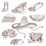 Mexicaanse Voedselhand Getrokken Reeks royalty-vrije illustratie Mexicaanse Voedselhand Getrokken Reeks royalty-vrije illustratie