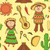 Mexican culture vector seamless pattern Royalty Free Stock Image Mexican culture vector seamless pattern Royalty Free Stock Image