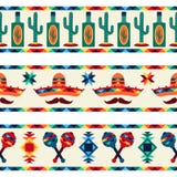 Mexican seamless borders with icons in native stock illustration Mexican seamless borders with icons in native stock illustration