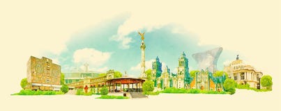 Mexico - stad vektor illustrationer Mexico - stad vektor illustrationer