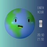 Earth hour banner with a cute eart planet and switcher vector illustration Earth hour banner with a cute eart planet and switcher vector illustration