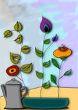 Mi jardín, estilo japonés Ikebana florece, ejemplo abstracto ilustración del vector Mi jardín, estilo japonés Ikebana florece, ejemplo abstracto ilustración del vector