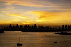 Miami FL, de zonsondergangmening van de V.S. van Miami Van de binnenstad van het Strand van Miami stock afbeelding Miami FL, de zonsondergangmening van de V.S. van Miami Van de binnenstad van het Strand van Miami stock afbeelding